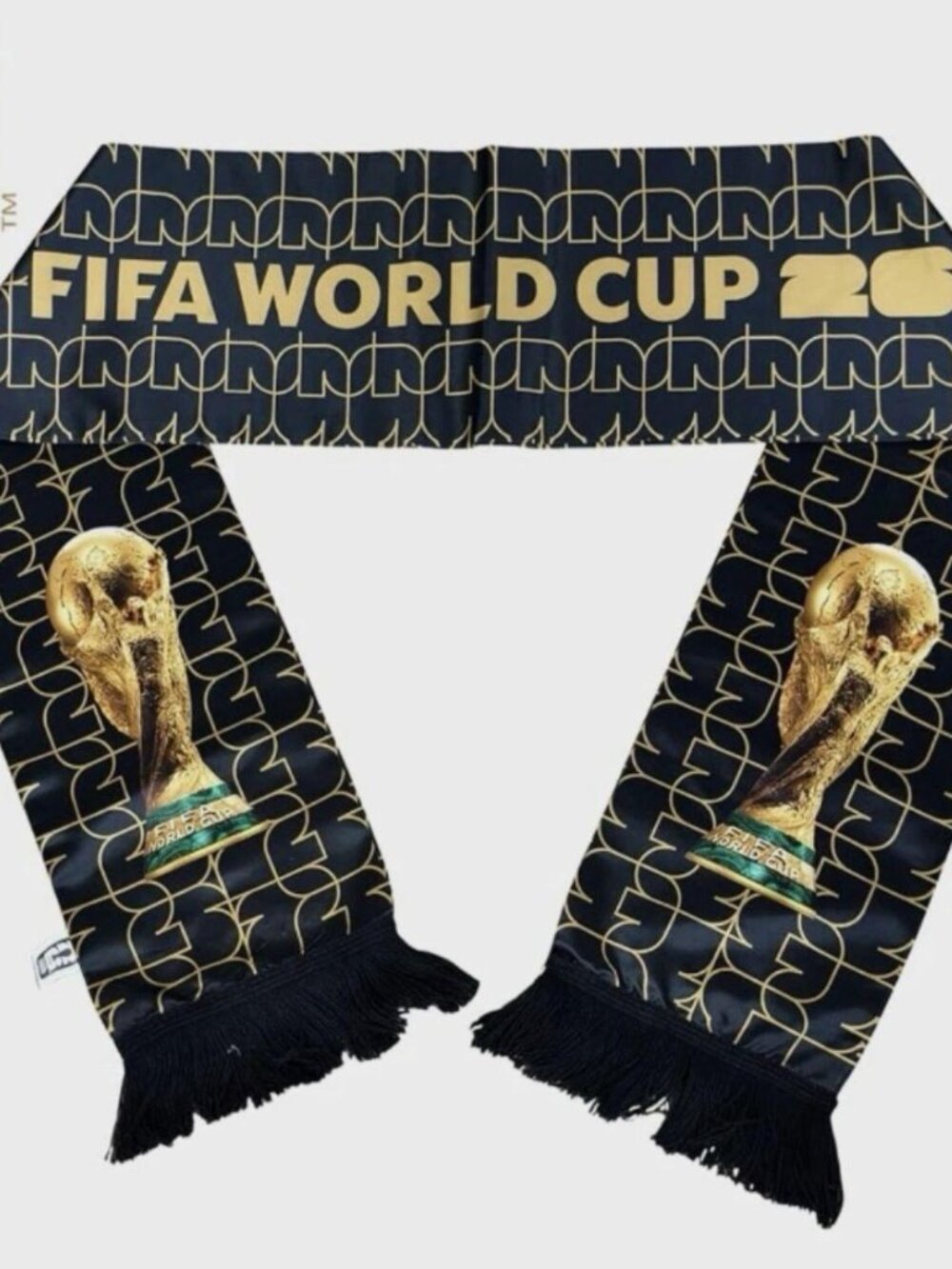 Official FIFA World Cup 2026™ Trophy Collector Scarf | Black & Gold | New